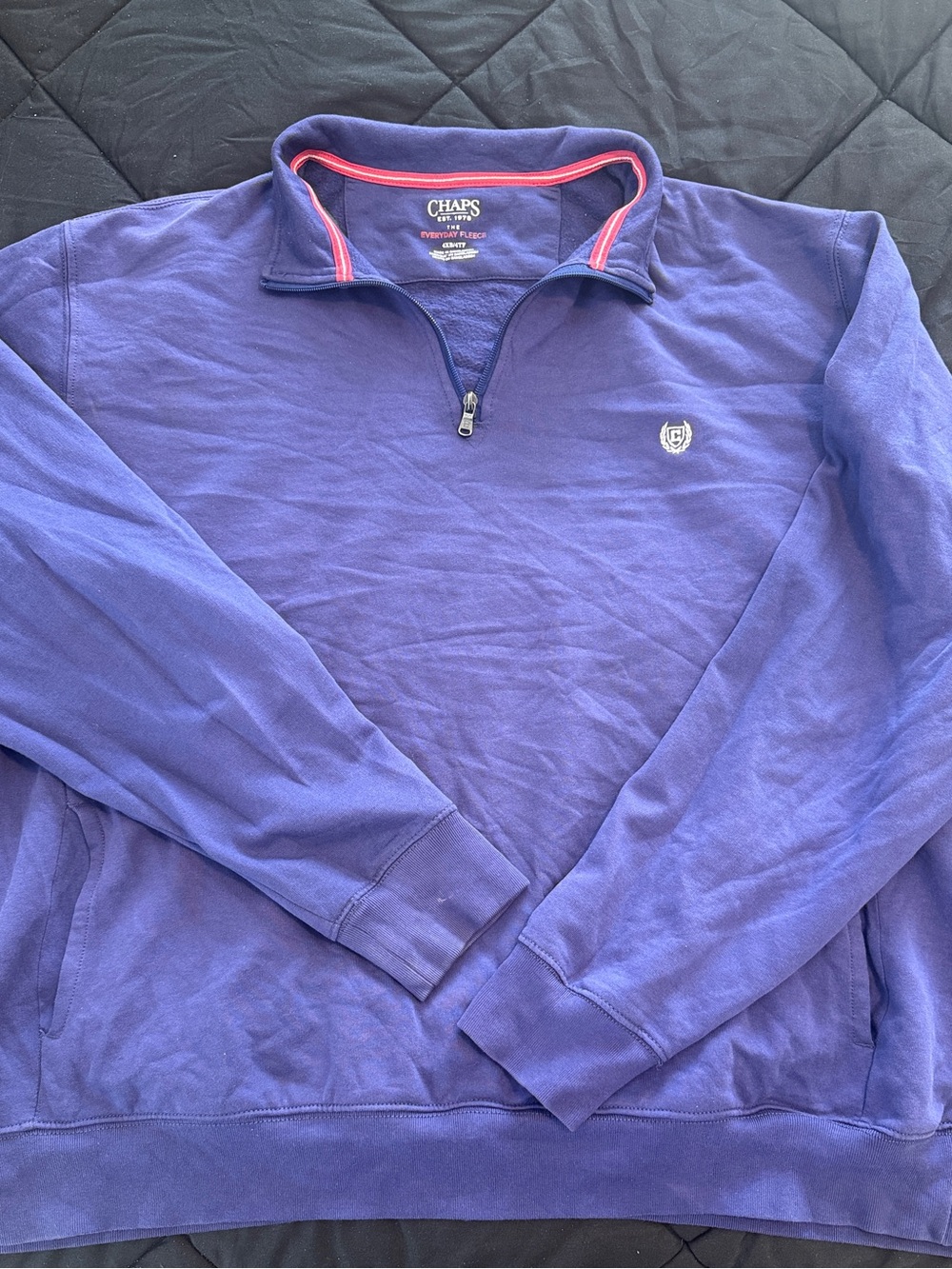 Chaps Purple Quarter-Zip Pullover with Pink Trim
